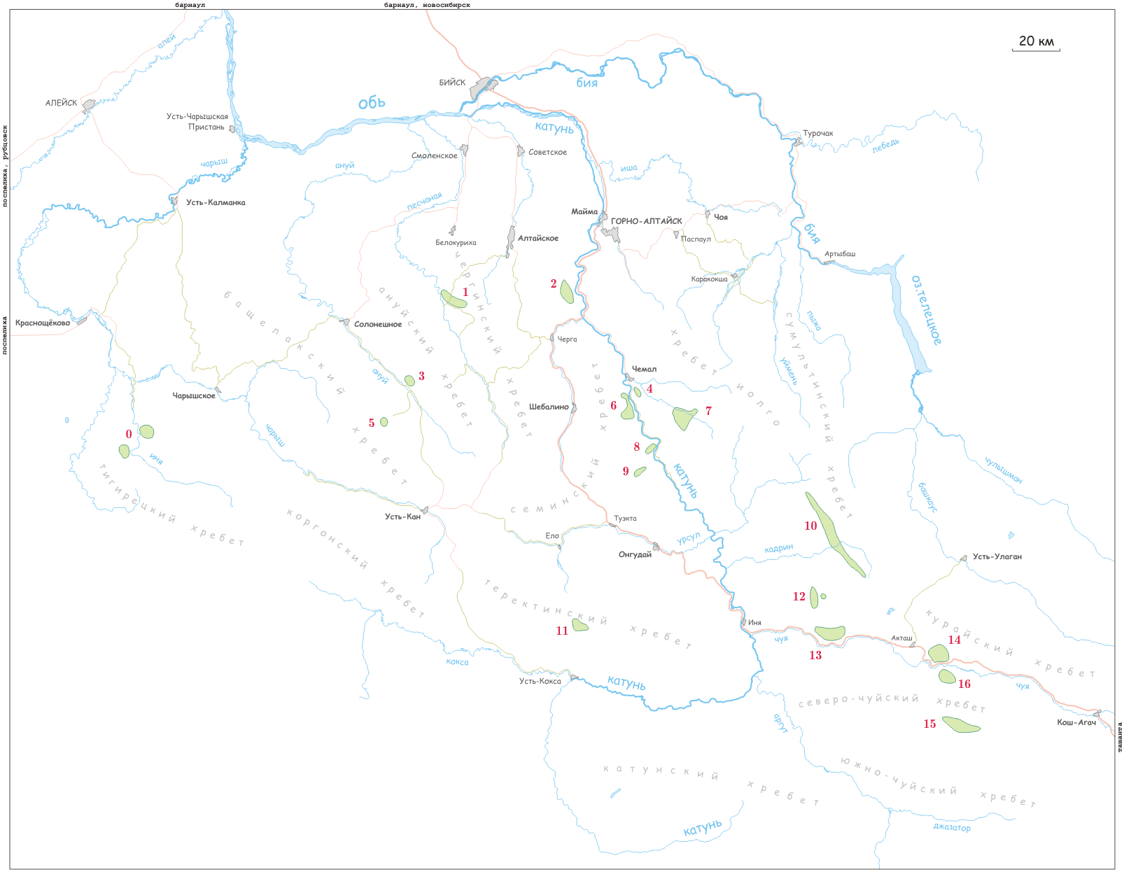 Обзорная карта Алтая