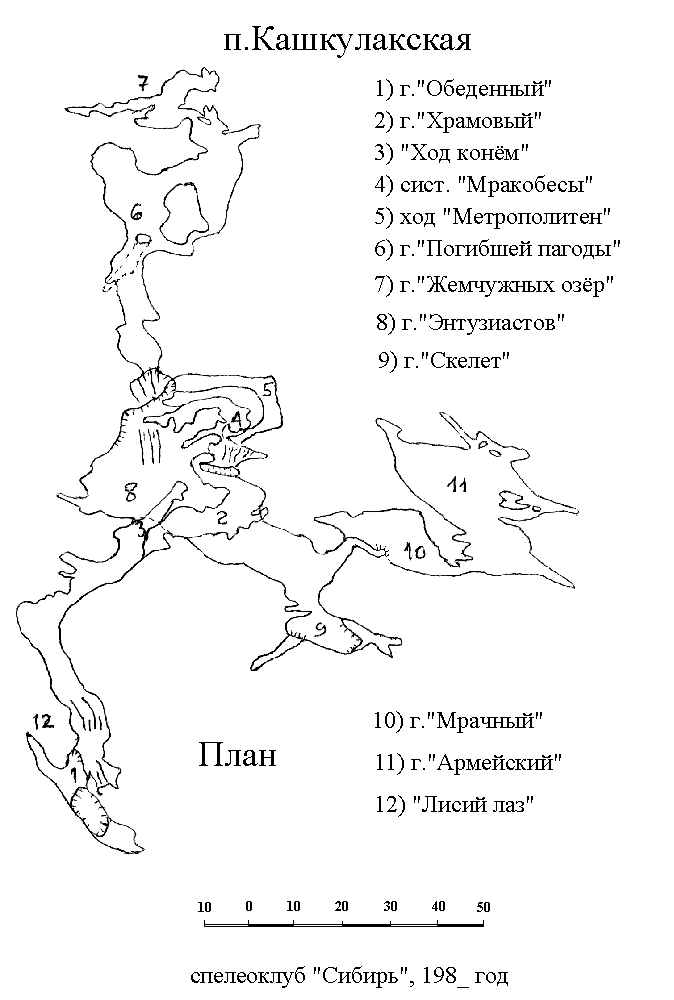 План пещеры Кашкулакская