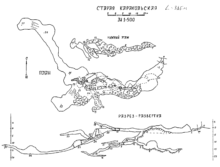 Схема пещеры п.Старокаракольская